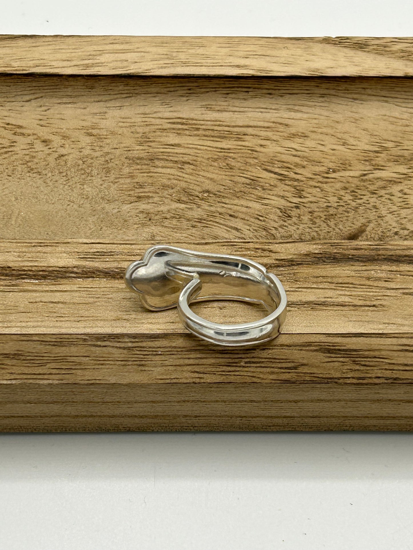 Ring aus 800er Silberbesteck (aus überstrecktem Löffelende) #31